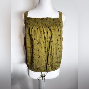Prana Olive Green Floral Women's Blouse